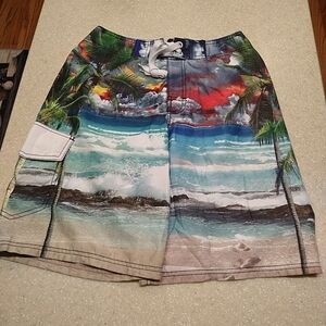 Op Ocean Pacific Mens Size 30 10" Board Shorts Tropical Sunset Design 1 Pocket